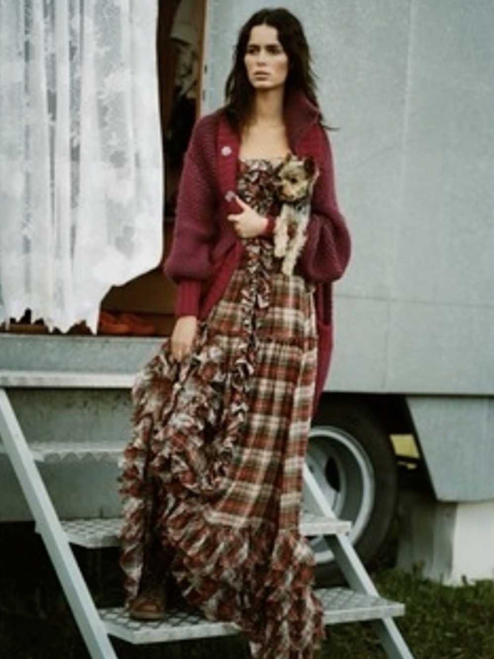 D&G Dolce & Gabbana Tartan plaid silk chiffon gown dress - Picture 2 of 15